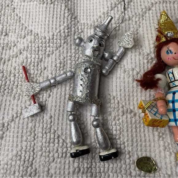 Vintage Kurt S. Adler Wizard of Oz wooden ornaments Dorothy Scarecrow Lion Tin M - Picture 3 of 16